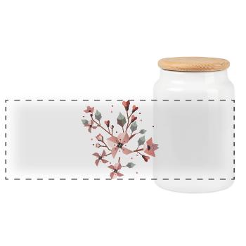 Branche de fleur de cerisier élégante - Splendeur printanière délicate - Boîte à biscuits avec couvercle en bois - blanc - Devant