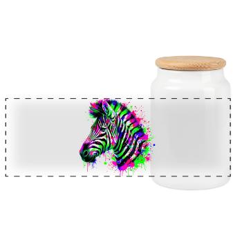 Zebra - Panorama Keksdose mit Holzdeckel - Weiß - Vorne