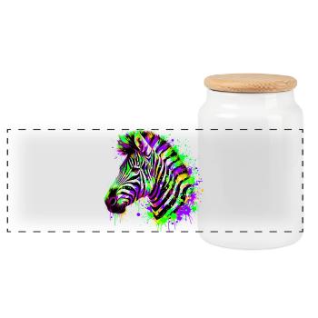 Zebra - Panoramic Cookie Jar with Wooden Lid - white - Front