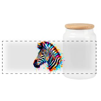 Zèbre - Boîte à biscuits avec couvercle en bois - blanc - Devant