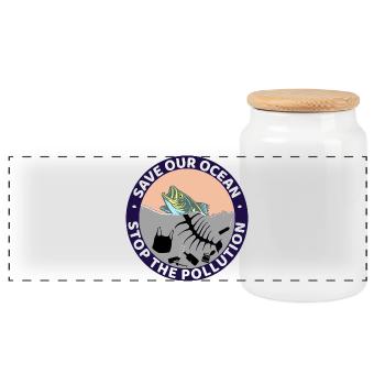 Save our ocean - Panoramic Cookie Jar with Wooden Lid - white - Front