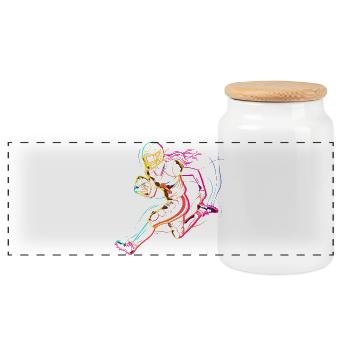 American Football Woman - Panoramic Cookie Jar with Wooden Lid - white - Front