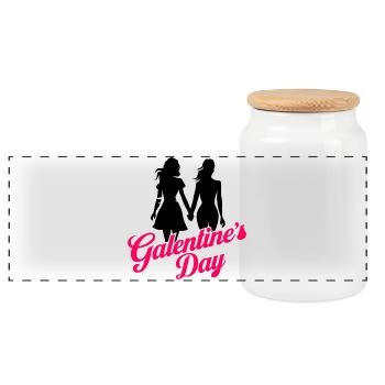 Galentine's Day 2026 Mädchen - Panorama Keksdose mit Holzdeckel - Weiß - Vorne