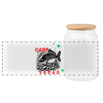 Carpe squad - L'équipe qui gagne - Boîte à biscuits avec couvercle en bois - blanc - Devant