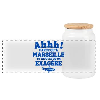Marseille, je suis Marseillais, Marseillais, 13 - Boîte à biscuits avec couvercle en bois - blanc - Devant