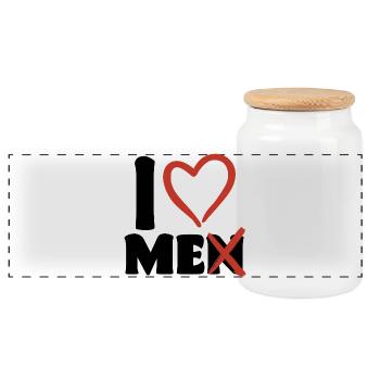 I love men / me - Panoramic Cookie Jar with Wooden Lid - white - Front