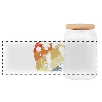 Boxing Gloves Retro - Panoramic Cookie Jar with Wooden Lid - white - Front