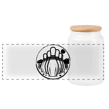 Bowling Symbol - Panorama Keksdose mit Holzdeckel - Weiß - Vorne