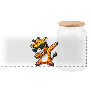 Dab Girafe Lunettes de soleil Cool Cartoon - Boîte à biscuits avec couvercle en bois - blanc - Devant