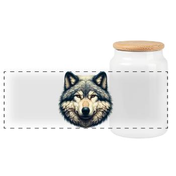 Wolf - Panorama Keksdose mit Holzdeckel - Weiß - Vorne