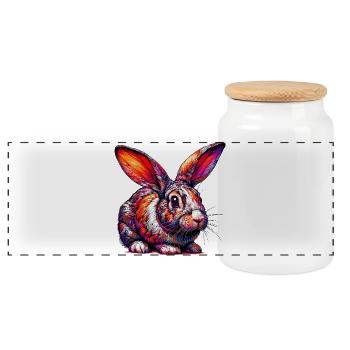 Lapin - Boîte à biscuits avec couvercle en bois - blanc - Devant