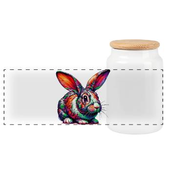 Lapin - Boîte à biscuits avec couvercle en bois - blanc - Devant