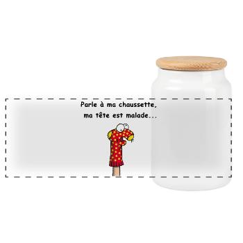 Parle à ma chaussette - Boîte à biscuits avec couvercle en bois - blanc - Devant