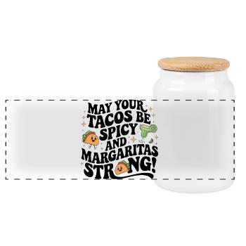 Sinco de Mayo Tacos - Panorama Keksdose mit Holzdeckel - Weiß - Vorne