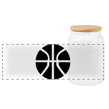 Basketball Ball - Panoramic Cookie Jar with Wooden Lid - white - Front
