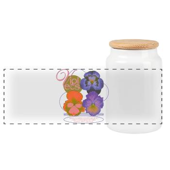Violet's Poem Flower Humor - Panoramic Cookie Jar with Wooden Lid - white - Front
