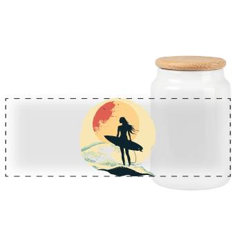 Surfeuse Femme - Boîte à biscuits avec couvercle en bois - blanc - Devant