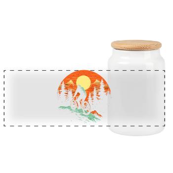 Mountain biking illustration - Panoramic Cookie Jar with Wooden Lid - white - Front