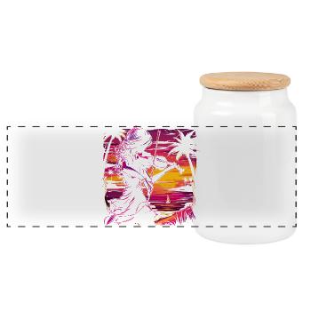 Violinist Synthwave - Panoramic Cookie Jar with Wooden Lid - white - Front