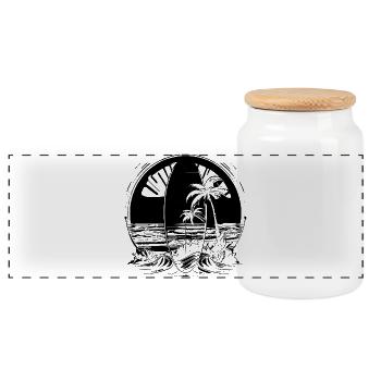 Surf - Boîte à biscuits avec couvercle en bois - blanc - Devant