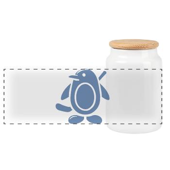 Penguin Hockey Silhouette Minimalist - Panoramic Cookie Jar with Wooden Lid - white - Front