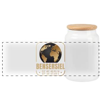 Bensersiel - Panorama Keksdose mit Holzdeckel - Weiß - Vorne