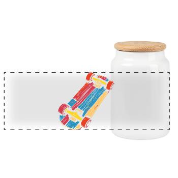 Skateboard Graphic Vintage Look - Panoramic Cookie Jar with Wooden Lid - white - Front