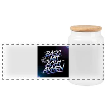 Bass MHF Acht Armen Neon Design - Panorama Keksdose mit Holzdeckel - Weiß - Vorne