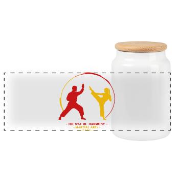 Art martial - Boîte à biscuits avec couvercle en bois - blanc - Devant