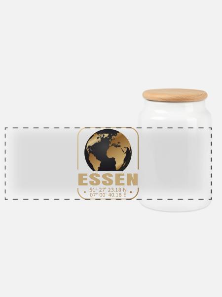 Essen - Panorama Keksdose mit Holzdeckel - Weiß