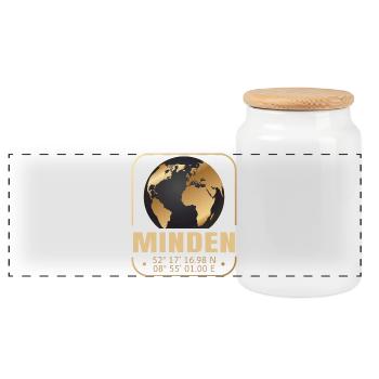 Minden - Panorama Keksdose mit Holzdeckel - Weiß - Vorne