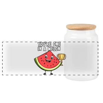 You're one in a melon ! - Panoramic Cookie Jar with Wooden Lid - white - Front