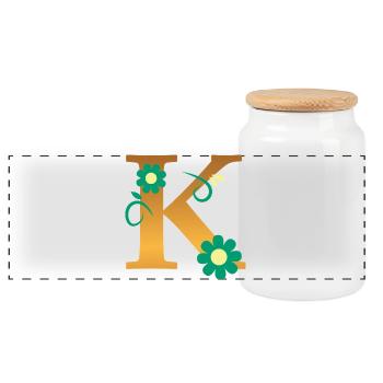 K - Panoramic Cookie Jar with Wooden Lid - white - Front