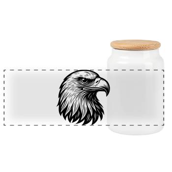 Majestic Eagle Head - Panoramic Cookie Jar with Wooden Lid - white - Front