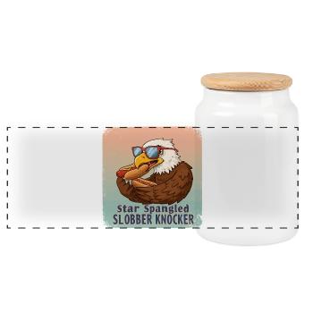 Star Spangled Slobber Knocker - Panoramic Cookie Jar with Wooden Lid - white - Front