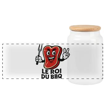 Entrecôte Le Roi du Barbecue - Boîte à biscuits avec couvercle en bois - blanc - Devant