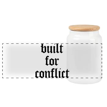 Built for Conflict - Bodybuilding & Gym - Panorama Keksdose mit Holzdeckel - Weiß - Vorne