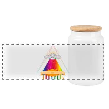 OVNI sur un triangle arc-en-ciel lumineux - Boîte à biscuits avec couvercle en bois - blanc - Devant