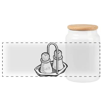 Salzstreuer | Salt shaker - Panorama Keksdose mit Holzdeckel - Weiß - Vorne