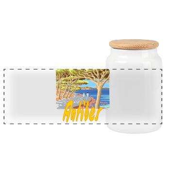 Antibes - Panoramic Cookie Jar with Wooden Lid - white - Front