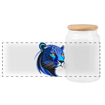 PANTER BLU - Panorama Keksdose mit Holzdeckel - Weiß - Vorne