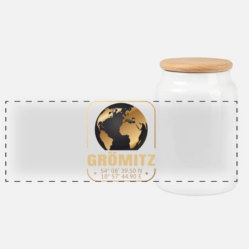 Grömitz - Panorama Keksdose mit Holzdeckel - Weiß