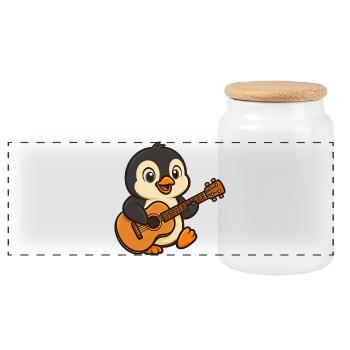 Süßer Pinguin Gitarrist Musiker Cartoon Rocker - Panorama Keksdose mit Holzdeckel - Weiß - Vorne