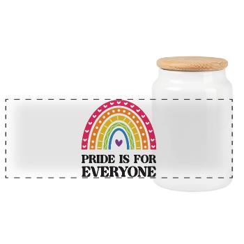 LGBT Pride Month - Pride is for Everyone - Panoramic Cookie Jar with Wooden Lid - white - Front