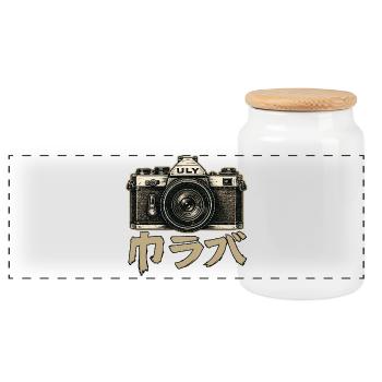 Vintage-Fotografie - Panorama Keksdose mit Holzdeckel - Weiß - Vorne
