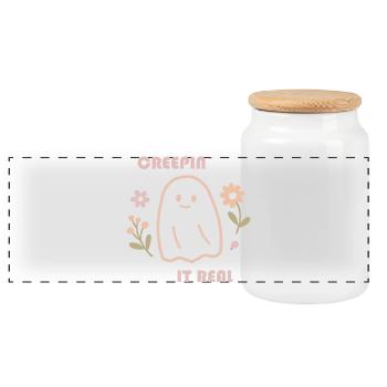 Süßes Geist Design – Creepin' It Real Retro Look - Panorama Keksdose mit Holzdeckel - Weiß - Vorne