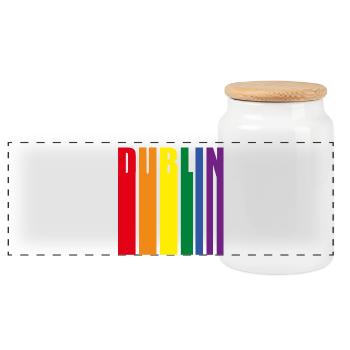 Cadeau de la fierté arc-en-ciel de Dublin - Boîte à biscuits avec couvercle en bois - blanc - Devant