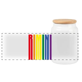 Rimini Rainbow Pride Gift Holiday Sea - Panoramic Cookie Jar with Wooden Lid - white - Front