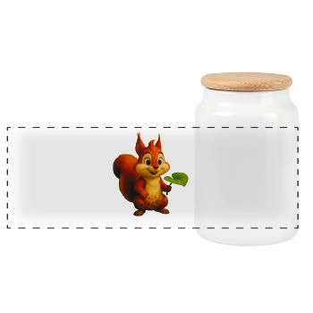 squirrel - Panoramic Cookie Jar with Wooden Lid - white - Front