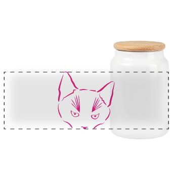 Cat in focus - Panoramic Cookie Jar with Wooden Lid - white - Front